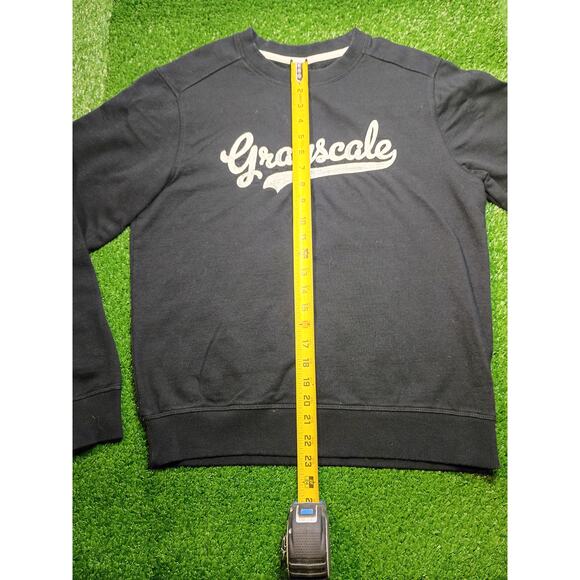 Stylish Black Grayscale Script Crewneck Sweatshirt - Size S - Picture 2 of 6